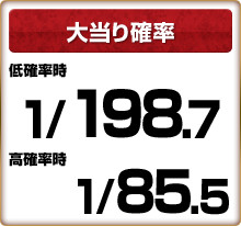 大当り確率低確率時1/198.7高確率時1/85.5